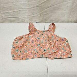 Blu Floral Bikini‎ Top Womens Large Peach High Neck Keyhole Tie Back Swimwear